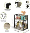 Aduanbang Coffee Bar Accessories Organizer, 2 Tier Wooden Kitchen Counter Shelf, Coffee Organizer Station for Countertop, Condiment Rack for Mugs, Cups, Cream, Syrup