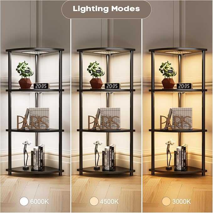 3-Pack Under Shelf Lighting for 4 Tier Corner Shelf Stand,Ultra-Bright 10 Dimmable Slim Stick on Lights, 3-Color Timer 3/9/12H,Decor Lights for Living Room,Bedroom, Kitchen Storage Display Rack