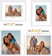 Vittanly 8x10 Picture Frame Set of 4, Display Pictures 5x7 with Mat or 8x10 without Mat, Gallery Wall Frame Set for Wall or Tabletop Display, Engineered Wood with Shatter Resistant Plexiglass, White