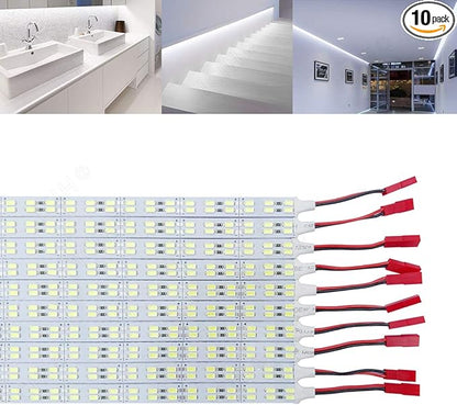 ICIH Under Cabinet LED Light 10Pack 12v LED Light Strip Rigid Super Bright White 6000K SMD5630 9W 84LED Double Row 0.5m/20in for Kitchen Cabinet,Counter,Showcase Vehicle Replace