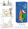Fire Escape Shelf - 3 Tier White Wall Display Floating Shelves, Metal Decorative Shelving for Bedroom, Home Décor, Action Figure Display