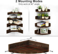 Alsonerbay Corner Shelf Wall Mount, Floating Shelves for Wall Storage and Display, Set of 4 Rustic Wood Shelves for Bedroom, Kitchen, Living Room, Nursery and Office (Dark Brown)