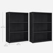 VASAGLE Set of 2 Bookshelves, 23.6 Inches Wide, 3-Tier Open Bookcases with Adjustable Storage Shelves, Floor Standing Units, Ebony Black ULBC163T56-2