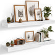 36x6.8x2 Inch Rustic Floating Shelves for Wall Set of 2 - White Solid Wood Wall Mounted Shelves with Invisible Bracket, Extended Design for Farmhouse Living Room Bedroom Kitchen Decor