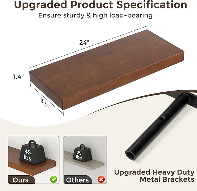 Axeman 24 Inch Floating Shelves for Wall, 9.3