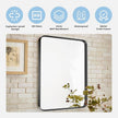 Bathroom Mirror for Wall, 40x30 Inch Rectangle Mirror, Matte Black Metal Framed Bathroom Vanity Mirror for Restroom Farmhouse, Anti-Rust, Tempered Glass, Horizontally or Vertically Hanging