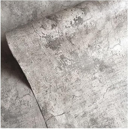 BAYYA Extra Wide Concrete Textured Wallpaper Peel Stick Light Grey Matte Thicken 31.5"x 394" Retro Industrial Style Contact Paper Waterproof Self-Adhesive Cement Wall Sticker Vinyl Wrap