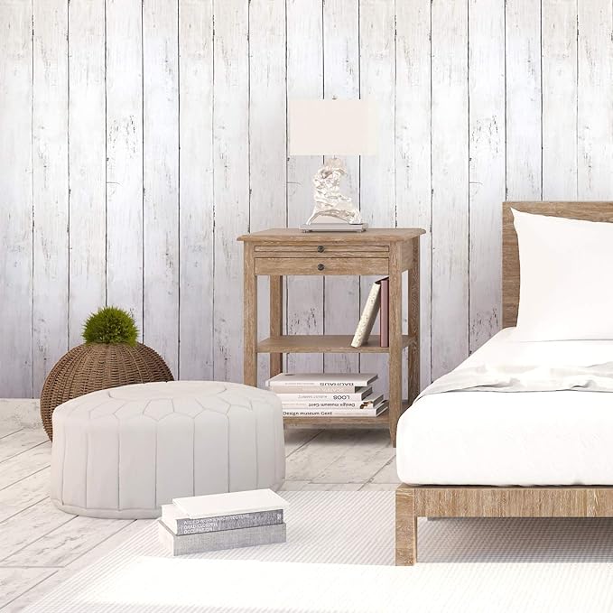 CiCiwind 82Ft×17.7In White Grey Wallpaper Wood Peel and Stick Wall Paper Vintage Self-Adhesive Removable Wood Panel Contact Paper Decoral Rv Living Room Laundry Hallway Closet for Walls Covering