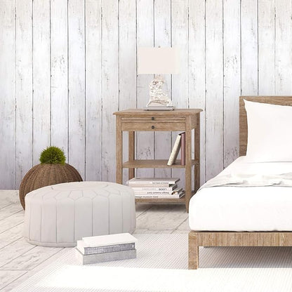 39.37 ft x17.7 in White Wood Peel and Stick Wallpaper White Wall Paper Removable Vintage Wood Plank Contact Paper Self Adhesive Decorative Wall Covering Vinyl Film Roll