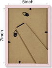 Vittanly 5x7 Picture Frames Set of 4, Display Pictures 4x6 with Mat or 5x7 without Mat, Small Photo Frames for Wall or Tabletop Display, Engineered Wood with Shatter Resistant Plexiglass, Pale Pink