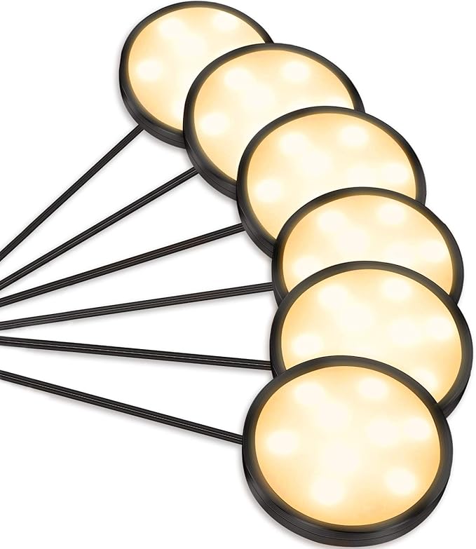 YGS-Tech LED Under Cabinet Lighting Kit, 1020 Lumens LED Puck Light, 3000K Warm White, CRI90+, Touch Dimming, Black Trim All Accessories Included, for Kitchen, Closet Lights, Safe Light, 6-Pack