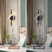Black Plug in Wall Sconces Sets of 2, 12W Modern Spiral LED Wall Lamp, 3000K Warm White Wall Light Fixture for Stairs Living Room Bedroom Aisle Hallway