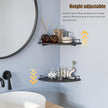 Corner Floating Shelves, Rustic Brown Wood, Set of 2, Wall Mount Storage with Guardrail for Bathroom Kitchen Living Room (Black)