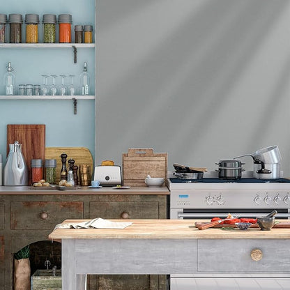 Yancorp 16"x394" Matte Gray Contact Papaer Peel and Stick Wallpaper Vinyl Wrap Countertop Wallpapers Waterproof for Cabinets Drawers Bedroom Kitchen Self-Adhesive Wallpaper