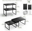 Simple Trending Cabinet Organizer Shelf, Set of 2 Stackable Kitchen Counter Shelves, Expandable Spice Rack Kitchen Storage Riser, Metal Engineered Wood, Black