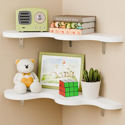 Cute Cloud Shelves, Wavy Corner Shelf, Cloud Wall Shelves with Brackets, Cute Nursery Decor, Corner Bedroom, Living Room, Bathroom & Home Decor, White