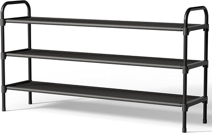 Kitsure Extra-Long Shoe Rack for Closet, Shoe Organizer for Front Door Entrance, Stackable Shoe Shelf, Detachable Closet Organizers and Storage, 39.0" Wide - 3 Tier, Black