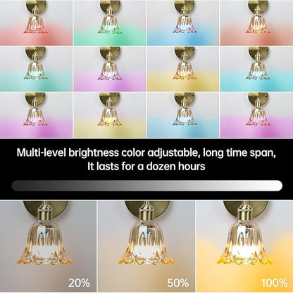 GEEZO Vintage Battery Operated Wall Sconce, with Rechargeable Battery Powered Wall Light with Remote Control for Bedside Bedroom