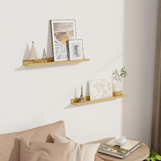 Axeman Picture Ledge Shelf | 24 Inch Floating Shelves Set of 2 | Oak Wall Shelves with Lip | Oak Picture Shelf for Wall with Ledge | Photo Ledges 24 Inch
