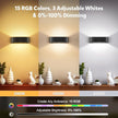 Motion Sensor Wall Sconces Set of 2, Rechargeable 5000mAh Battery Operated Wall Light with Remote Control 3 Colors Temperatures & Dimmable 15 RGB Colors Up and Down Wireless Wall Mount Light