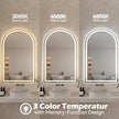 Sweetcrispy 24“×36” LED Bathroom Backlit Mirror with Lights, Arched Vanity Mirror with Anti-Fog, Dimmable, 3-Color Light, Memory Function, Tempered Glass