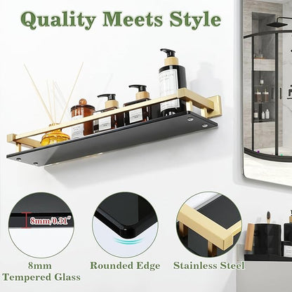 Alise Bathroom Shelves,Glass Shelf for Bathroom, Modern Floating Shelves,20 inch