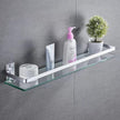 Bathroom Glass Shelf Tempered Glass Rectangular Extra Thick Aluminum Silver Sand Sprayed Wall Mounted 13.77 inches