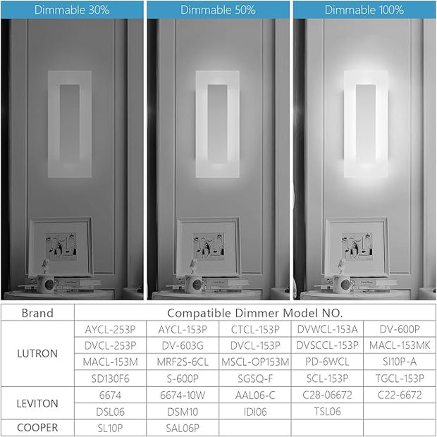LMQNINE Modern Dimmable LED Wall Sconces Set of Two with 10%-100% Brightness Wall Light 9W 6000K Acrylic Chrome Wall Sconces Wall Lighting for Bedroom Living Room Hallway Staircase Corridor