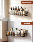 Orimade Adhesive Bathroom Shelf Organizer Shower Caddy Storage Basket Kitchen Spice Rack No Drilling SUS304 Stainless Steel Rustproof, 15.75 inch, Black