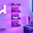 HOOBRO Floating Wall Shelves with LED Lights, Floating Shelf Wall Mounted for Storage, Vertical Display Stand, Modern Column Rack, for Bedroom, Livingroom, 4-Tier, 35.8 Inches, Black, BK41DBJ01