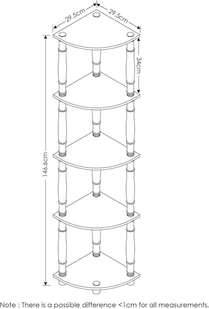Furinno Turn-N-Tube 5 Tier Corner Display Rack Multipurpose Shelving Unit with Classic Tubes, Espresso/Black (18035EX/BK)