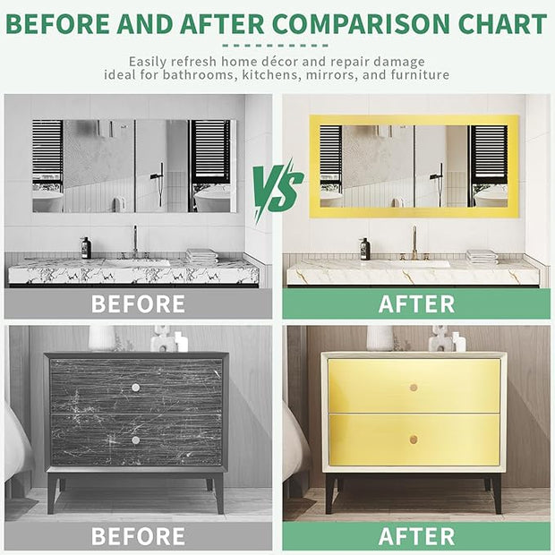 Peel and Stick Wallpaper Borders 390” x 2.36” Self Adhesive Mirror Frame Border Brushed DIY for Kitchen Bathroom Mirror Removal Border Sticker Wall Decor Cover 6.4 Sq.Ft, Brushed Golden