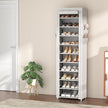 VTRIN Vertical Narrow Shoe Rack Organizer Tall Shoe Rack for Closet Entryway 10 Tier Non-Woven Cover Shoe Shelf Holds 20-22 Pairs Free Standing Shoe Storage Cabinet with Dustproof Cover, Multi Color
