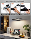 Magnetic Cordless Picture Light with Remote/Touch Control & Timer, 3CCT Dimmable, Angle Adjustable 16in Metal Wall Lights with 5000mAh Battery for Artwork, Painting, Portrait, Gallery, Photo, Black