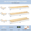 Picture Ledge Shelf for Wall, 36 inches Solid Pine Wood Nursery Book Shelves 3 Packs, Floating Ledge Shelves for Kids' Room Bedroom Bathroom Living Room Photo Frames Office Nursey Wall Decor, Natural