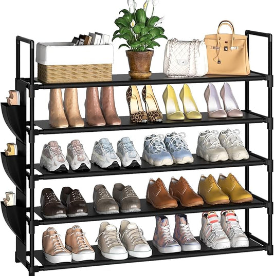 OYREL 5 Tier Shoe Organizer Rack for Closet, Entryway, Garage, Door, Space Saving, Shoe Holder Stand/Tower, Large, 20-25 Capacity