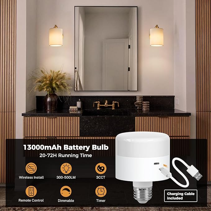 Battery Operated Wall Sconce Set of 2, Rechargeable Wall Sconce with 13000mAh Bulb Pleated Lampshade, Wireless Battery Powered Wall Sconces Set of 2 for Bedroom Living Room, Gold