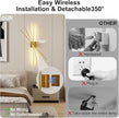 Shineled Wall Sconces Set of 2, 29'' Battery Wall Sconce with Remote Control, 350° Gold Rotatable Dimmable Wall Lamp, Wireless Wall Lights for Bedroom, Living Room