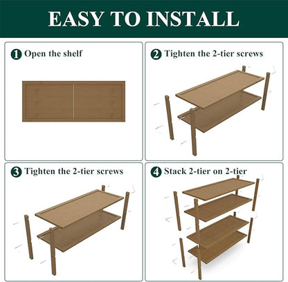 Smiry Bamboo Shoe Rack, 4 Tier Shoe Organizer for Entryway & Closet, Stackable Free Standing Storage Shelf for Shoes, Bags & Plants, Walnut