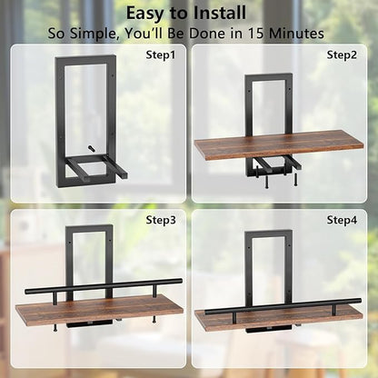 Floating Shelves for Wall to Hold Plants and Small Decor, 15.8 Inch Wall Mounted Shelves Set of 2, Easy to Mount Book Shelf for Bedroom, Living Room, Bathroom, Kitchen, Rustic Brown