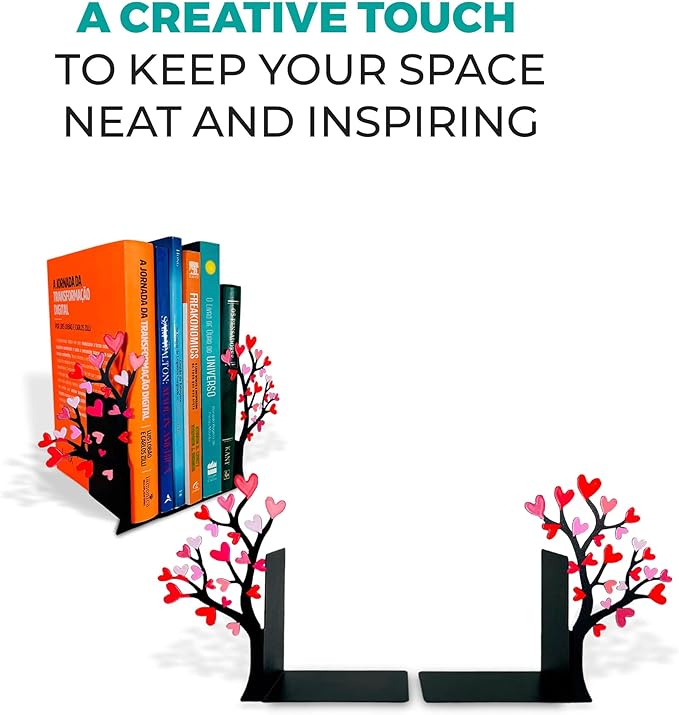 Book Holder Tree with Flowered Heart – Romantic Bookend Tree of Life – Geguton