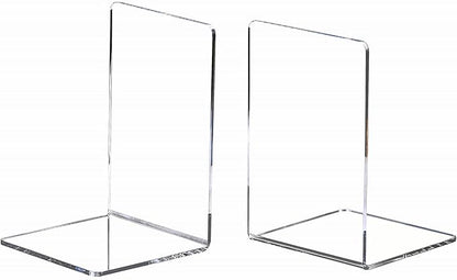 CY craft 8 Pieces/4 Pairs Bookends,Clear Acrylic Bookends for Shelves,Heavy Duty Book Ends and Desktop Organizer,Book Stopper for Books/Movies/CDs,7.3x4.8x4.8 inch