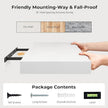Fun Memories 72 Inch Floating Shelves for Wall, Fireplace Mantel Shelf with Invisible Heavy Duty Bracket, 8 Inch Deep Storage Shelf for Living Room, Kitchen, Farmhouse, White (2-Pack)