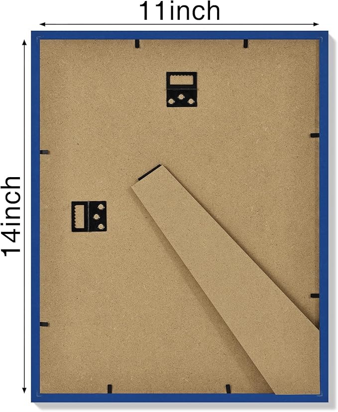 Vittanly 11x14 Picture Frames Set of 4, Display Pictures 8x10 with Mat or 11x14 without Mat, Gallery Wall Frame Set for Wall or Tabletop, Engineered Wood with Shatter Resistant Plexiglass, Royal Blue