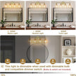Vintage Bathroom Light Fixtures,4-Light Hardwired Vanity Lights with Amber Tulip Glass Shade,Gold Bathroom Vanity Light for Mirror Restroom,E26 Socket,25.2 in(Bulbs Not Included)