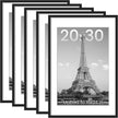 upsimples 20x30 Picture Frame Set of 5, Display Pictures 16x24 with Mat or 20x30 Without, Wall Gallery Photo Frames, Black