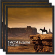 A PLUS MAX Square 14x14 Frame Set of 3, Black Engineered Wood Picture Frame for 14 x 14 Picture Poster Photo, Light Weight 14by14 Frame with Wood-grain for Wall - 3 Pack/Black/14 x14