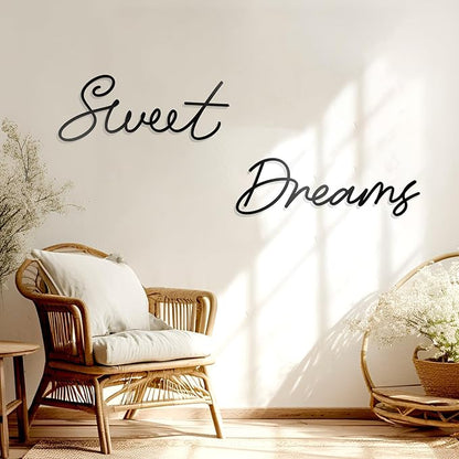 Sweet Dreams Wall Decor Metal Wall Art Large Modern Living Room Farmhouse Sign for Bedroom Black Metal Wall Art for Office and Home Wall Decor (Black, Farmhouse)