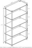 Furinno TURN-N-TUBE Storage Shelves, 5-Tier Book Shelf, Corner Shelf, Toolless Open Shelves, for Organization and Storage, Living Room, Garage, Home Office, Americano