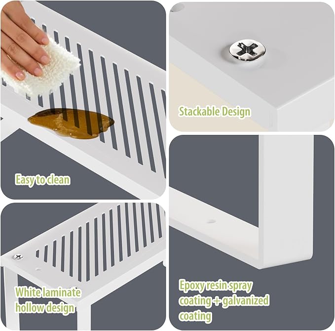 2 Pcs Stackable Kitchen Cabinet Shelf Organizer Counter Shelf 12.59